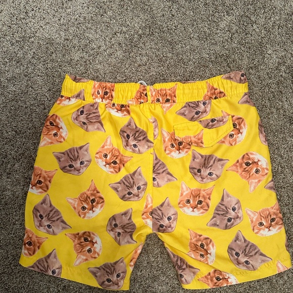 Black Matter Adult Men's Kitten Yellow Drawstring Swim Trunk Shorts - MEDIUM - Picture 3 of 4